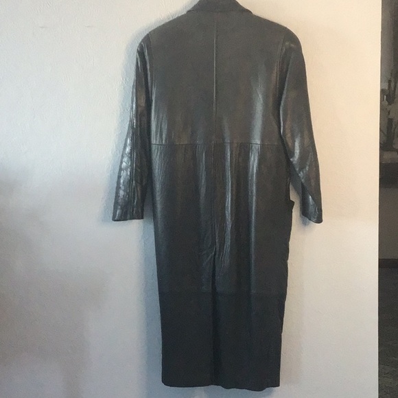 Cassidy Vintage 1980’s Leather Tapered Trench Coat - Picture 3 of 10